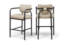 Serava Vegan Leather Upholstered Bar Stool - Beige