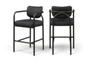 Serava Vegan Leather Upholstered Bar Stool - Black