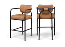 Serava Vegan Leather Upholstered Bar Stool - Cognac