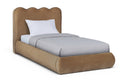 Tempo Velvet Upholstered Twin Bed - Saddle
