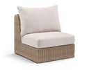 Seacrest Olefin Water Resistant Fabric And Wicker Outdoor Patio Modular Armless Chair - Beige