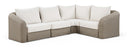 Seacrest 123.25" Olefin Water Resistant Fabric And Wicker 4pc. Outdoor Patio Modular Sectional - Cream