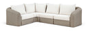 Seacrest 88.25" Olefin Water Resistant Fabric And Wicker 4pc. Outdoor Patio Modular Sectional - Cream