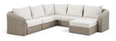 Seacrest 123.25" Olefin Water Resistant Fabric And Wicker 6pc. Outdoor Patio Modular Sectional - Cream