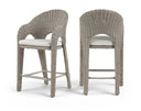 Seacrest Olefin Water Resistant Fabric And Taupe Wicker Outdoor Patio Counter Stool - Taupe