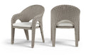 Seacrest Olefin Water Resistant Fabric And Taupe Wicker Outdoor Patio Dining Chair - Taupe
