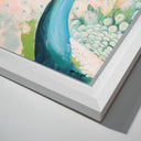Peacock Closeup Teal and Peach | Hand Embellished Silver Leaf
