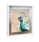 Peacock Closeup Teal and Peach | Hand Embellished Silver Leaf