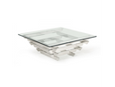 Agar Modern Glass & Stainless Steel Coffee Table