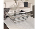 Agar Modern Glass & Stainless Steel Coffee Table