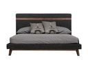 Dali Mid-Century Grey Fabric & Walnut Bed