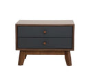 Dali Mid-Century Grey Fabric & Walnut Bed