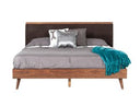 Marshall Mid-Century Modern Brown Fabric & Walnut Bed