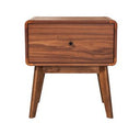 Marshall Mid-Century Modern Brown Fabric & Walnut Bed