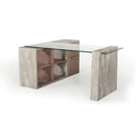 Boston Modern Brown Oak & Faux Concrete Bookcase