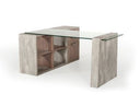 Boston Modern Glass & Faux Concrete Reversible Desk