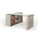Boston Modern Brown Oak & Faux Concrete Office File Cabinet
