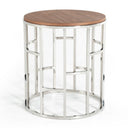 Silvia Modern Walnut & Stainless Steel End Table