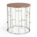 Silvia Modern Walnut & Stainless Steel End Table