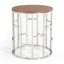 Silvia Modern Walnut & Stainless Steel End Table