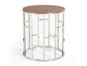 Silvia Modern Walnut & Stainless Steel End Table