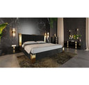 Token - Modern Black + Gold Bed + Nightstands