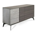 Palermo Italian Modern Faux Concrete & Grey Mirror