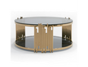 Bronson Modern Walnut & Black Round Coffee Table