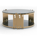 Bryce Modern Smoked Glass & Rosegold Round Coffee Table