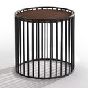 Bronson Modern Walnut & Black Round Tea Table