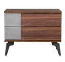 Harris + Palermo - Modern Brown Fabric + Faux Concrete & Walnut 4-Piece Bedroom Set