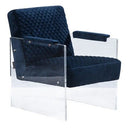 Edmond Modern Blue Velvet & Acrylic Lounge Chair