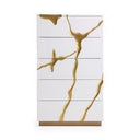 Aspen Modern Wide White and Gold Nightstand
