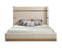 Sterling Modern Beige Bonded Leather & Gold Bed