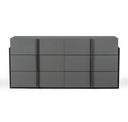 Lucia - Italian Modern Matte Grey / Elm Grey Bed + 2 Nightstands Set