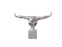 Modern Glossy Silver Diver Sculpture