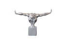 Modern Glossy Silver Diver Sculpture