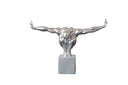 Modern Glossy Silver Diver Sculpture