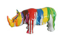 Modern Colorful Drips Rhino Sculpture