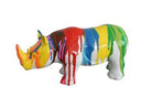 Modern Colorful Drips Rhino Sculpture