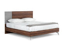 Metcalf - Mid-Century Walnut & Grey Bed w/ Two Nightstands