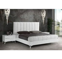 Angela - Italian Modern White Eco Leather Bed w/ Nightstands and Wings