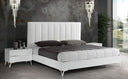 Angela - Italian Modern White Eco Leather Bed w/ Nightstands