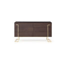 Moontide - Glam Beige Velvet and Brushed Brass Bedroom Set
