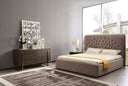 Moontide - Glam Beige Velvet and Brushed Brass Bed