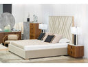 Nixa Modern White Bonded Leather & Gold Bed
