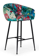 Roxann - Contemporary Floral Velvet Bar Stool