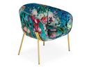 Falco - Contemporary Floral Velvet and Gold Accent Chair