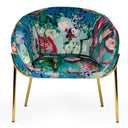 Falco - Contemporary Floral Velvet and Gold Accent Chair