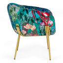 Falco - Contemporary Floral Velvet and Gold Accent Chair